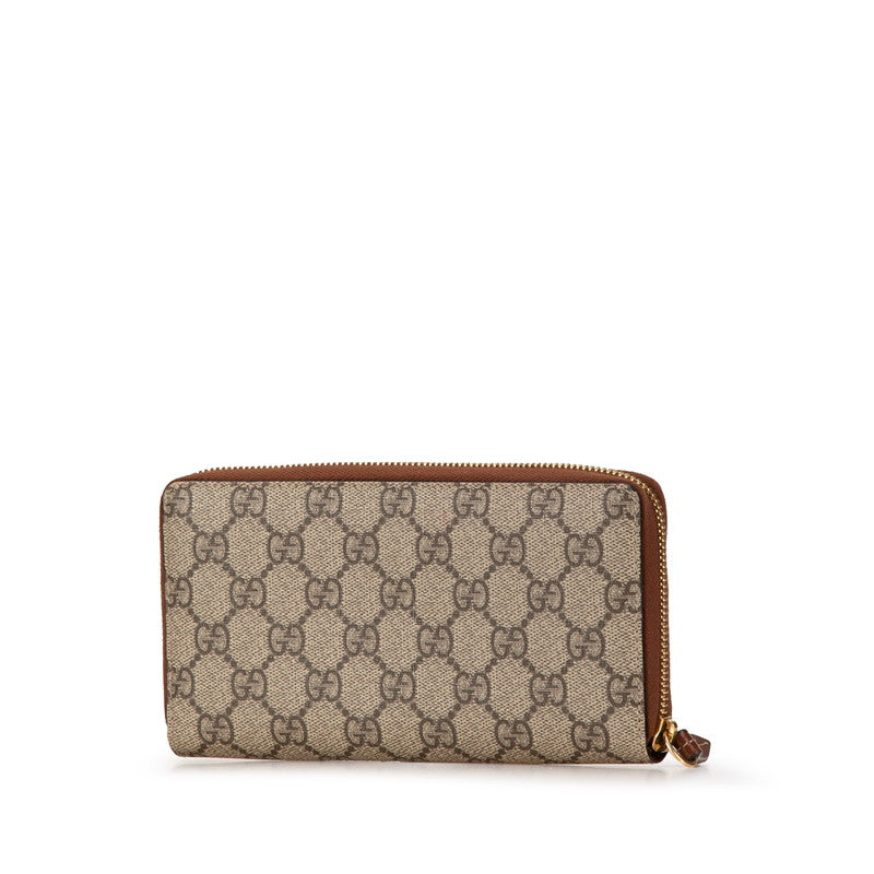 Gucci GG Supreme Zip Around Wallet Brown PVC Leather