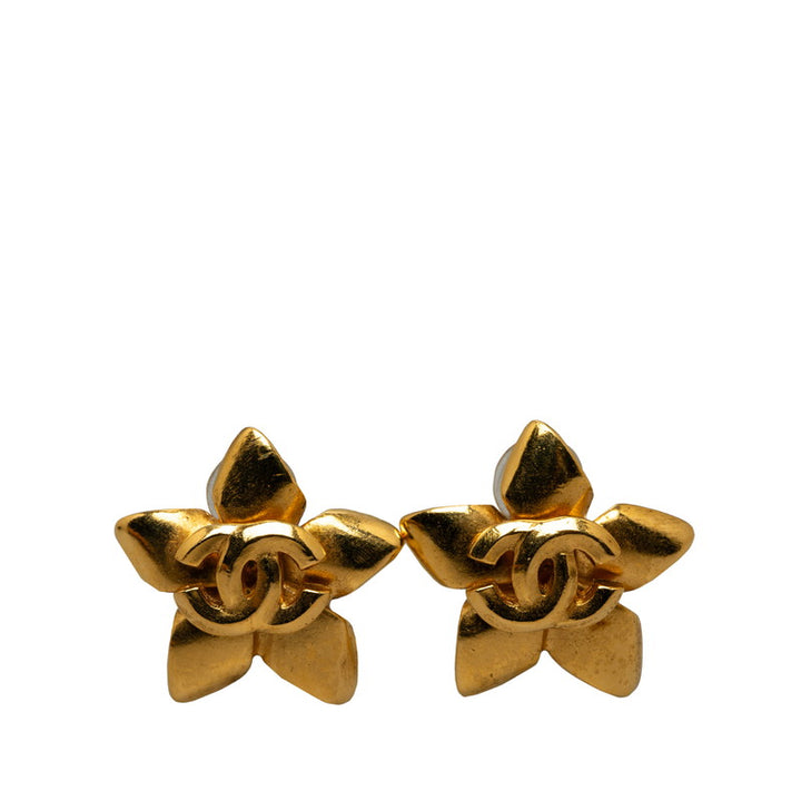 Chanel Vintage Coco Mark Flower Motif Clip-On Earrings