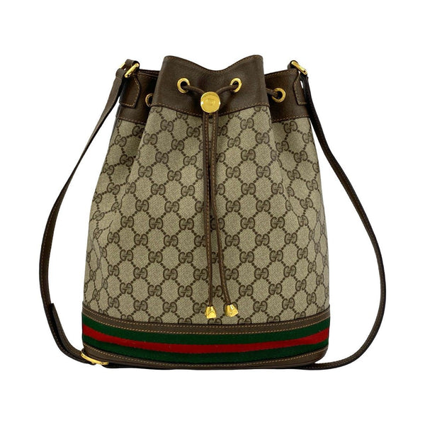 Gucci GG Vintage Shearling Line Leather Bucket Bag