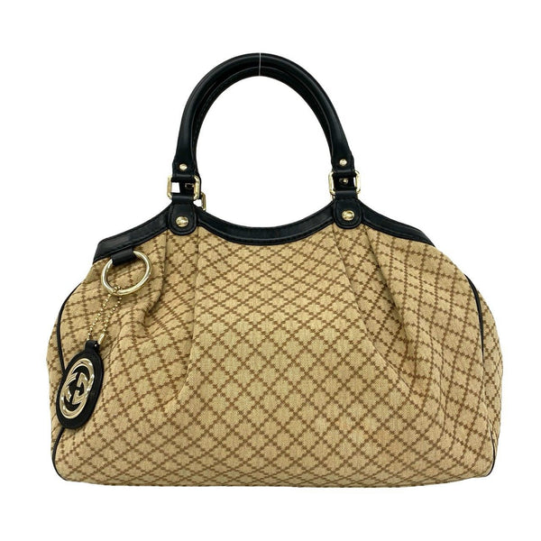Gucci Sukey Diamante Canvas Leather Tote Bag