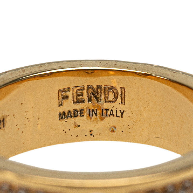 Fendi F Logo Rhinestone Ring Gold Plated in Very Good Condition