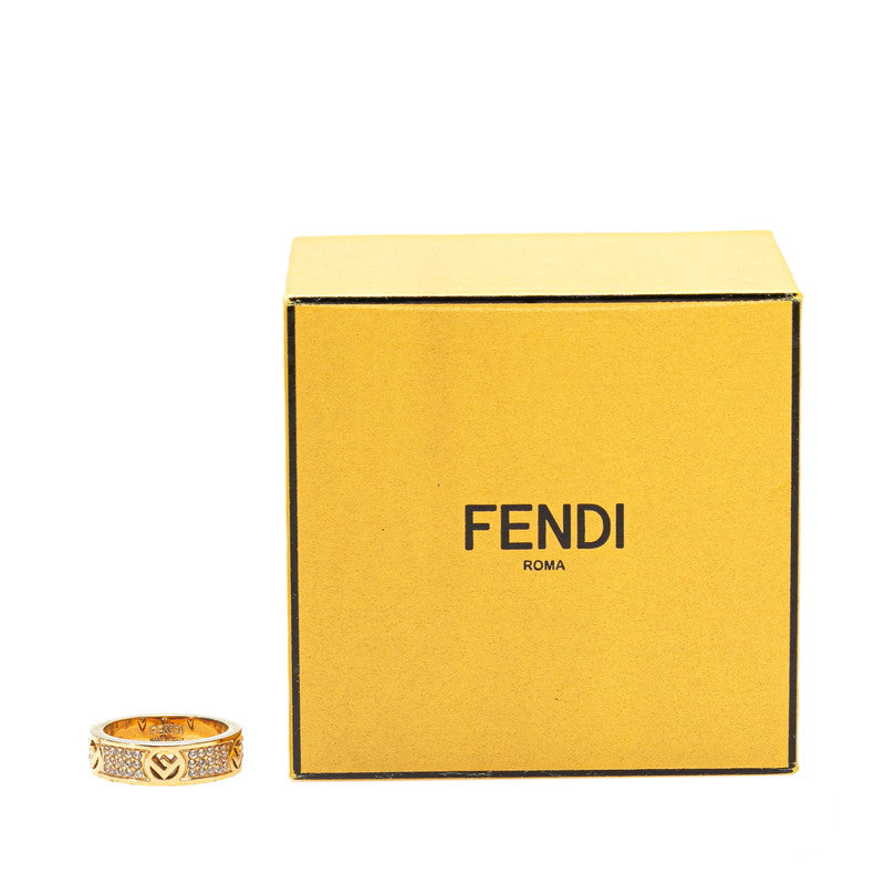 Fendi F Logo Rhinestone Ring Gold Plated in Very Good Condition