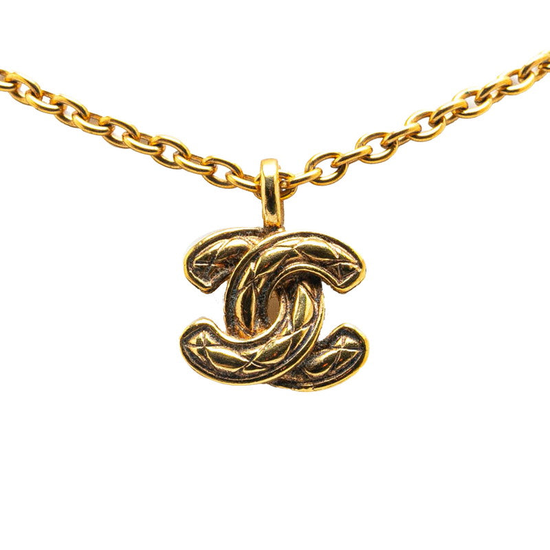 Chanel Matelasse Coco Mark Necklace Gold