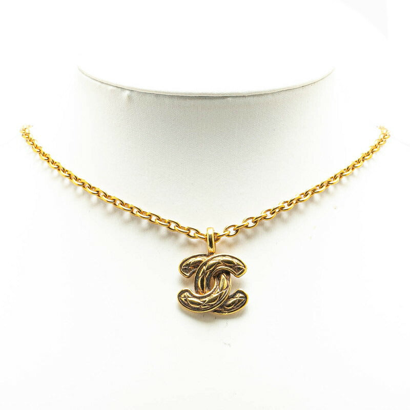 Chanel Matelasse Coco Mark Necklace Gold