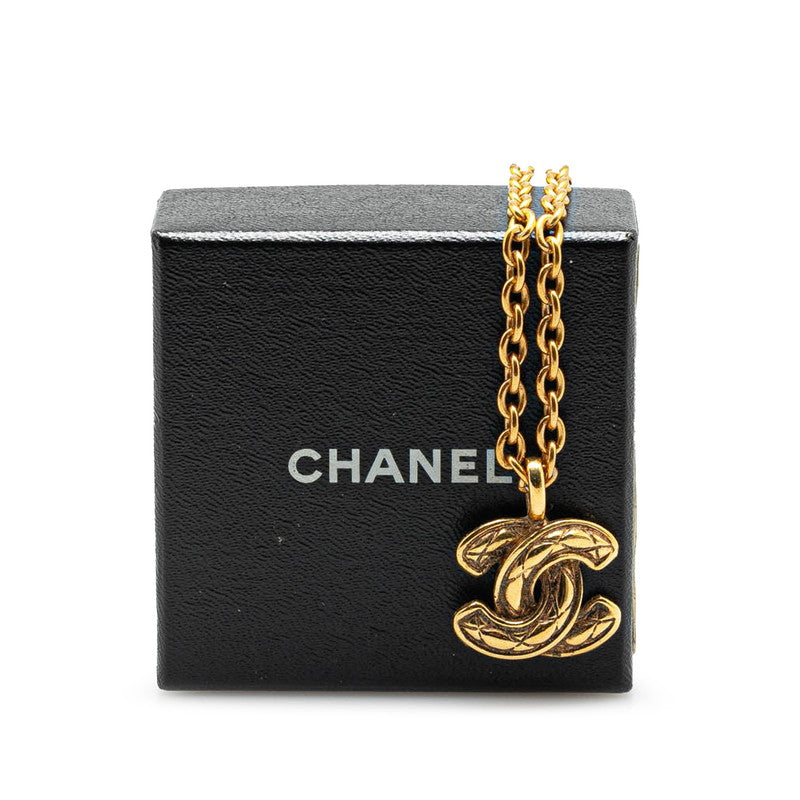 Chanel Matelasse Coco Mark Necklace Gold