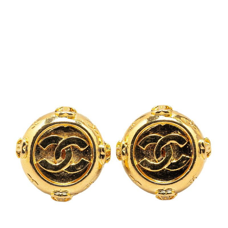 Chanel Vintage Coco Mark Earrings Gold Plated in Great Condition