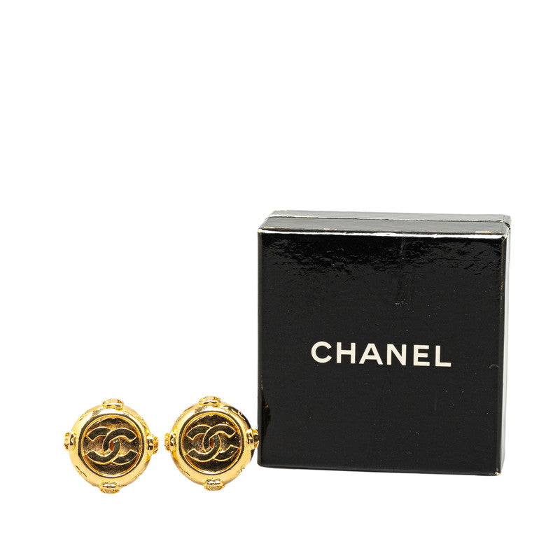 Chanel Vintage Coco Mark Earrings Gold Plated in Great Condition