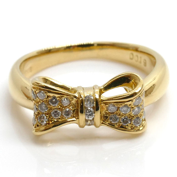 K18YG Yellow Gold Diamond Ribbon Ring