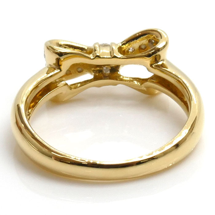 K18YG Yellow Gold Diamond Ribbon Ring