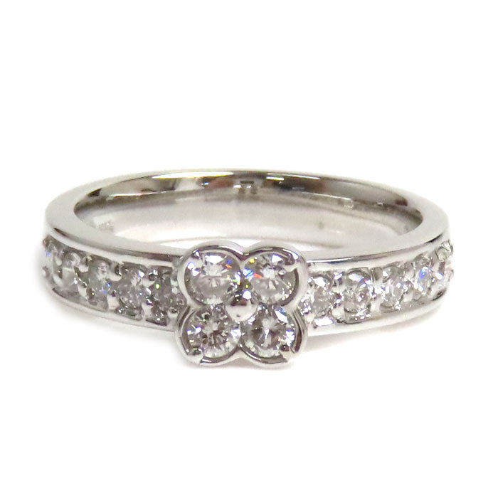 K18WG White Gold Diamond Flower Ring