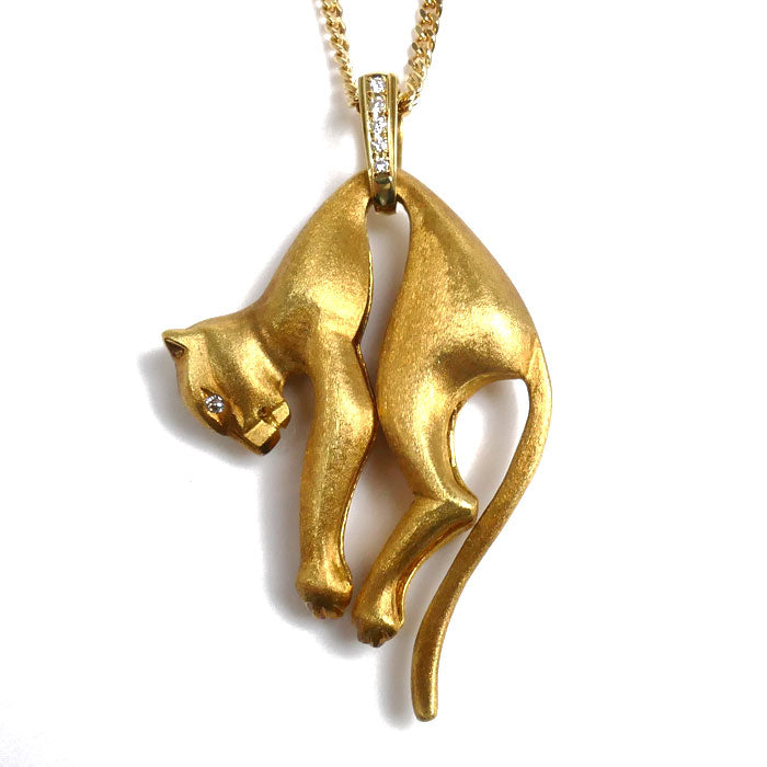 K18YG Yellow Gold Panther Necklace Ruby Diamond