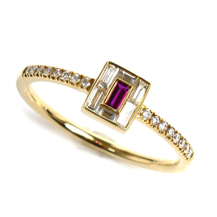 K18YG Yellow Gold Ruby Diamond Ring