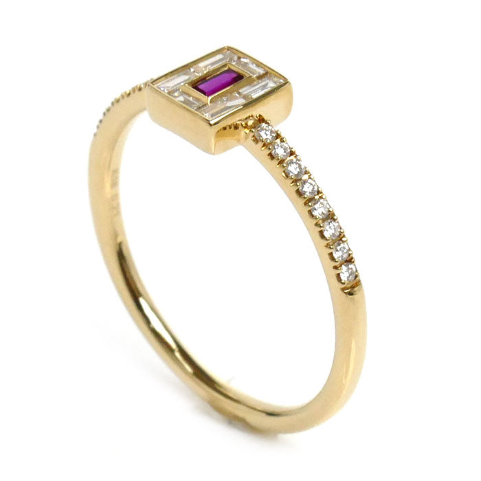 K18YG Yellow Gold Ruby Diamond Ring