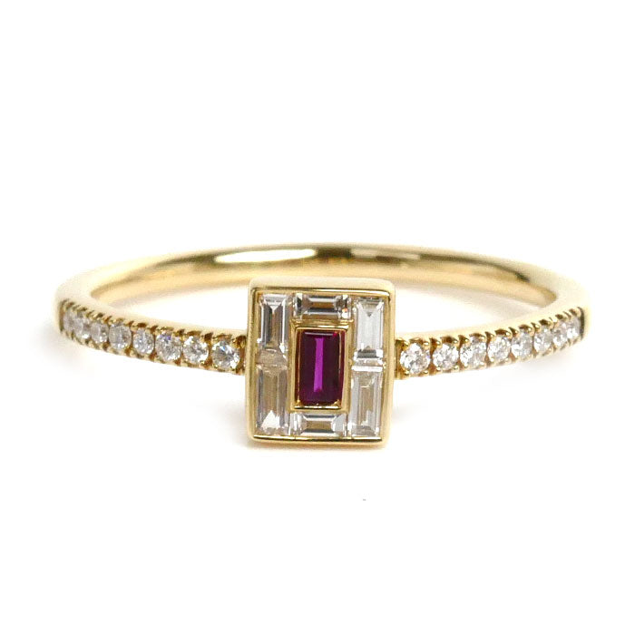 K18YG Yellow Gold Ruby Diamond Ring