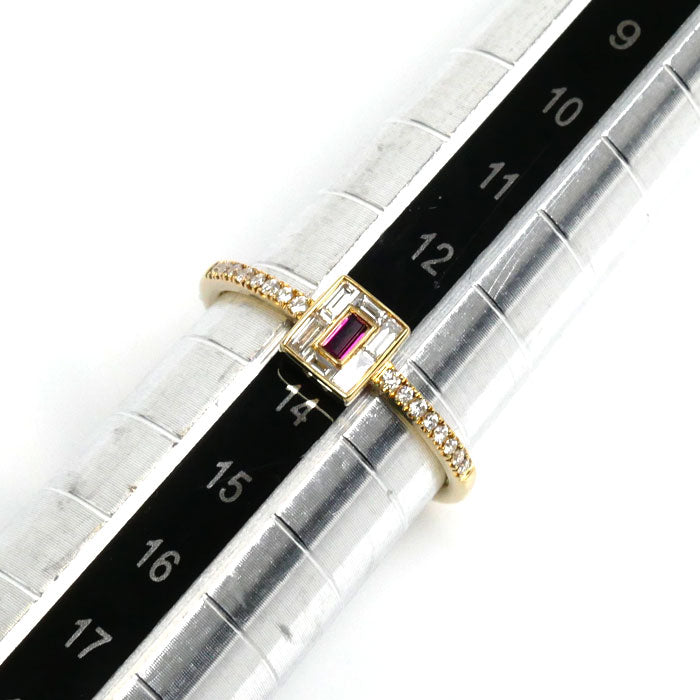 K18YG Yellow Gold Ruby Diamond Ring