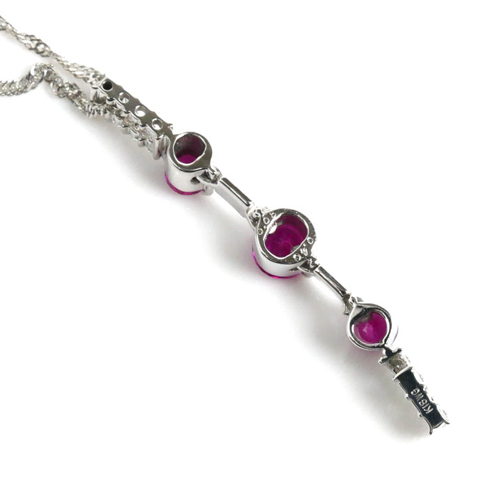 K18WG White Gold 2Way Necklace Ruby Diamond