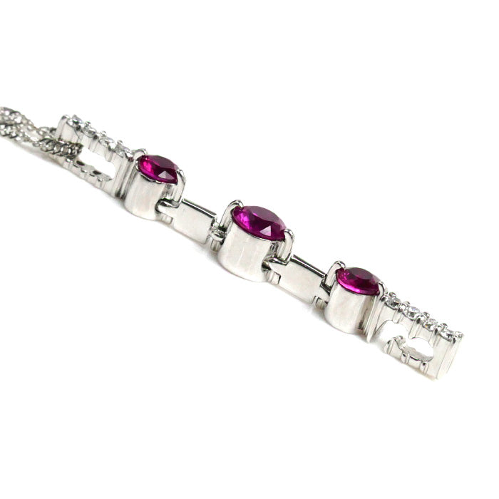 K18WG White Gold 2Way Necklace Ruby Diamond