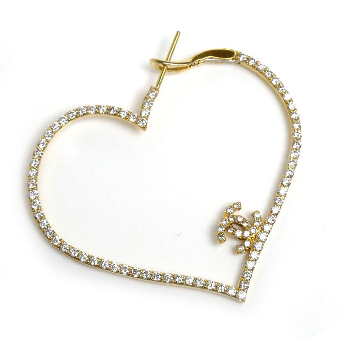 K18YG Yellow Gold Heart Diamond Earring