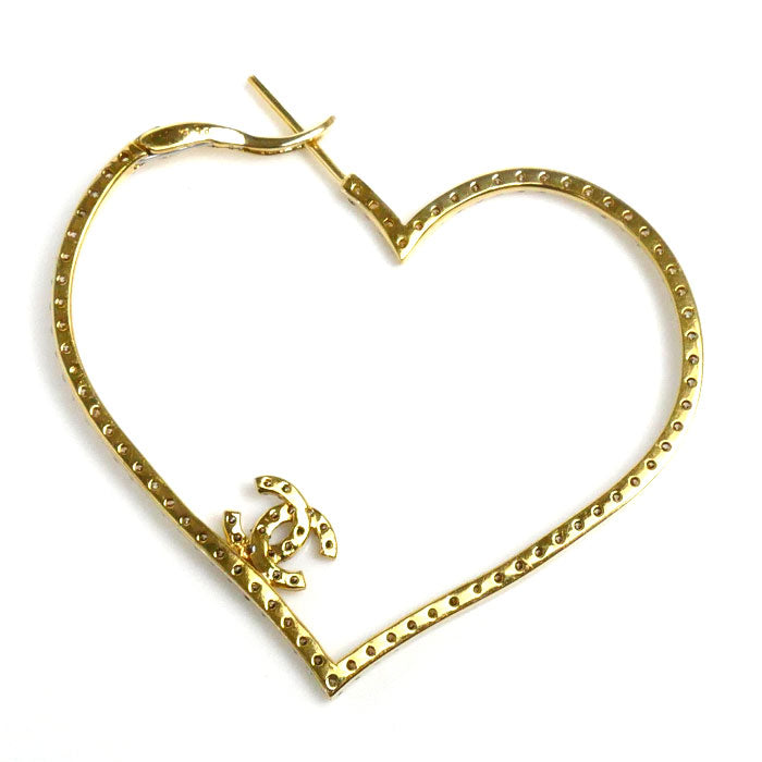 K18YG Yellow Gold Heart Diamond Earring