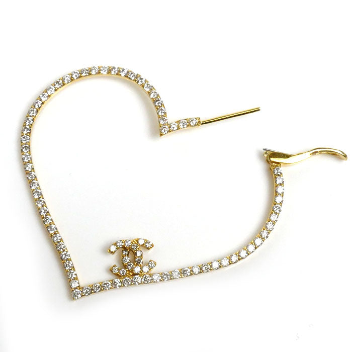 K18YG Yellow Gold Heart Diamond Earring