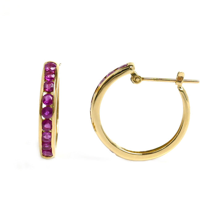 K18YG Yellow Gold Ruby Earrings