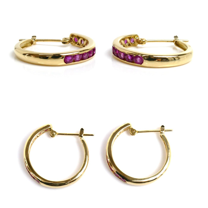 K18YG Yellow Gold Ruby Earrings