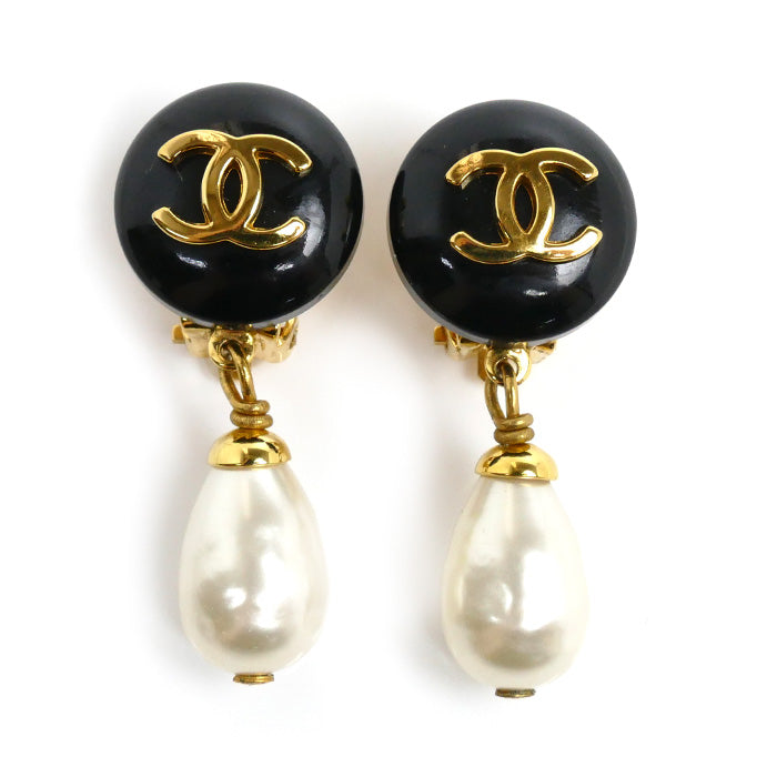 Chanel GP Faux Pearl Coco Mark Earrings