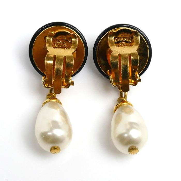 Chanel GP Faux Pearl Coco Mark Earrings