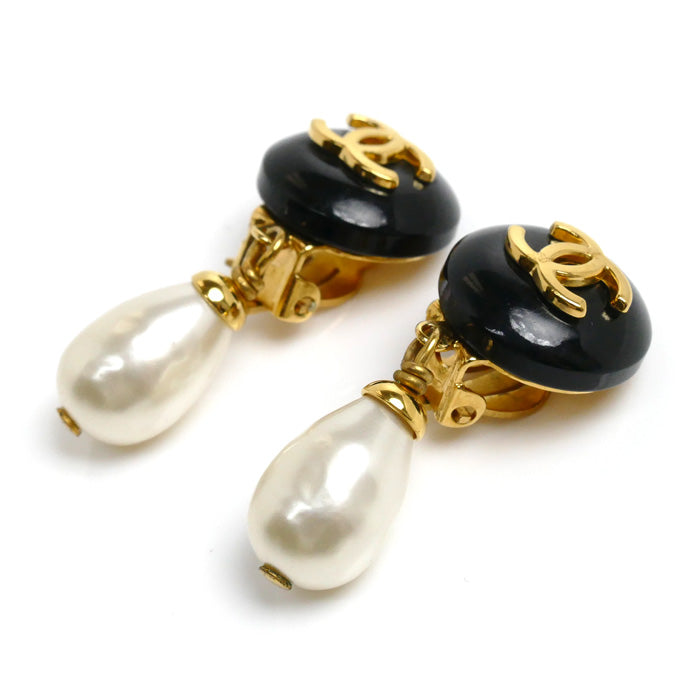 Chanel GP Faux Pearl Coco Mark Earrings