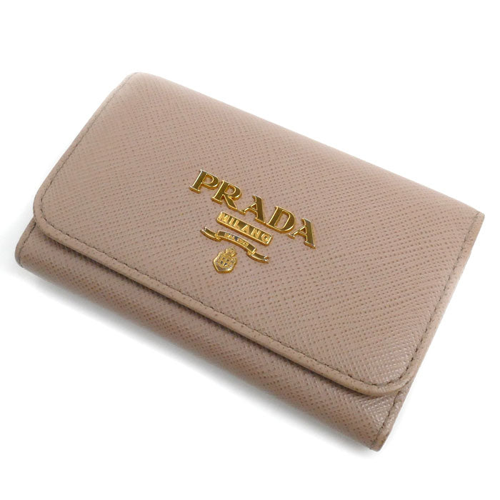 Prada Saffiano Key Case Gold Beige 1PG004