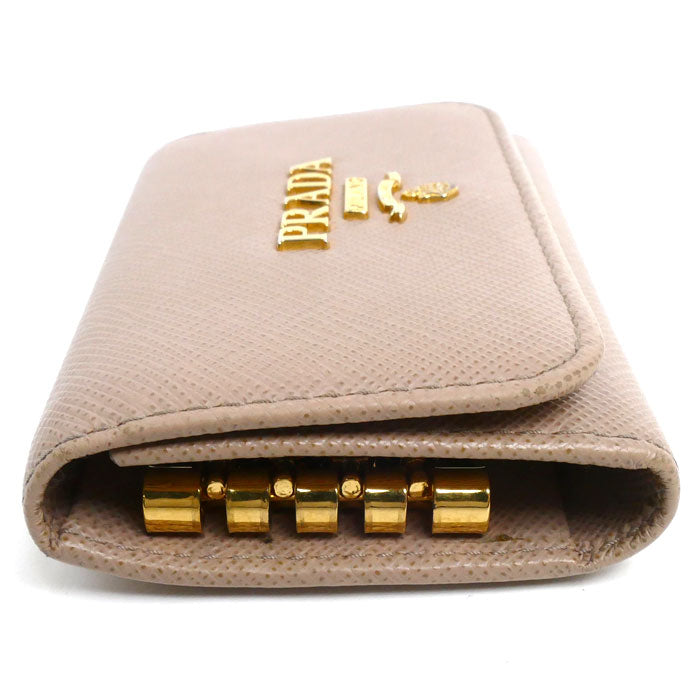 Prada Saffiano Key Case Gold Beige 1PG004