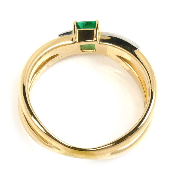 LANCEL K18YG Gold Pt900 Platinum Emerald Diamond Ring