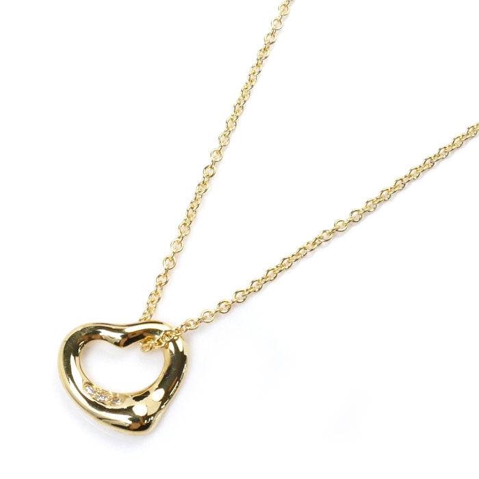 Tiffany & Co Yellow Gold Diamond Open Heart Necklace