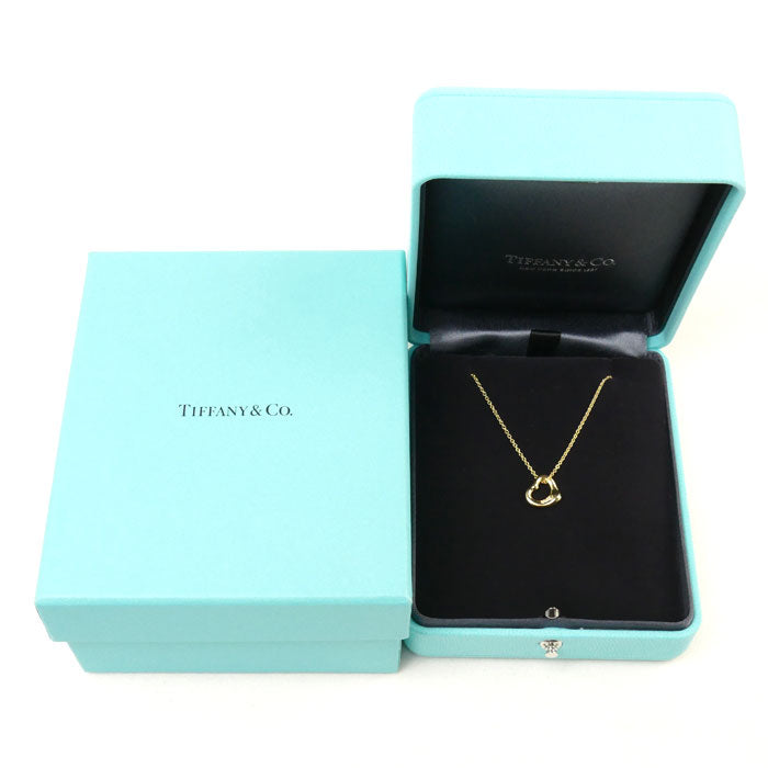 Tiffany & Co Yellow Gold Diamond Open Heart Necklace