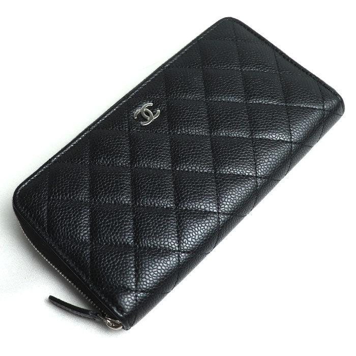 Chanel Caviar Skin Zip Wallet Black