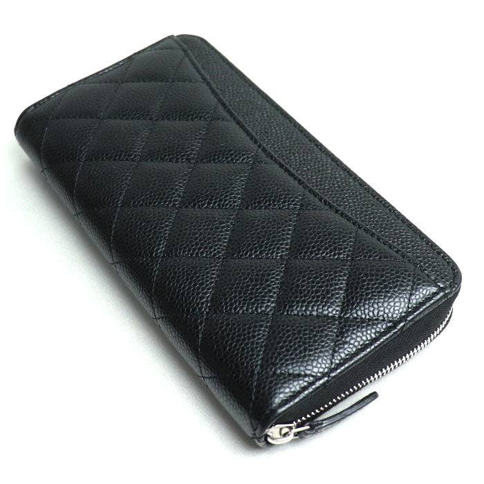 Chanel Caviar Skin Zip Wallet Black