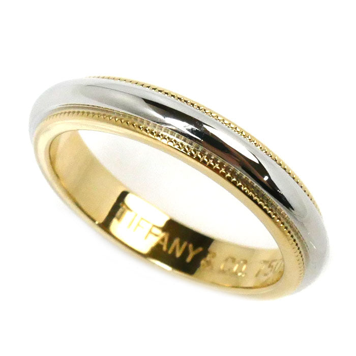 Tiffany & Co K18YG Yellow Gold Pt950 Platinum Milgrain Ring