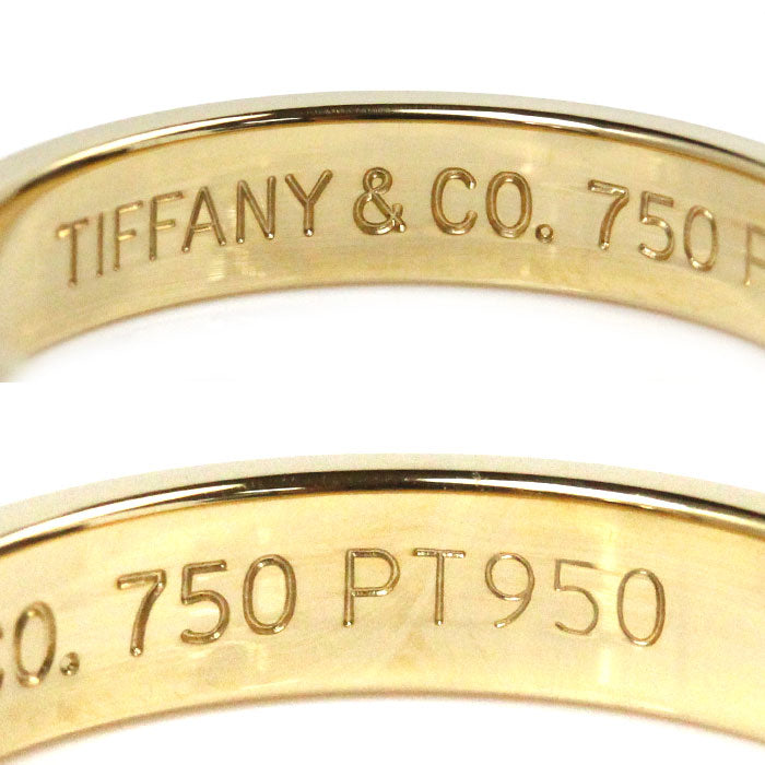 Tiffany & Co K18YG Yellow Gold Pt950 Platinum Milgrain Ring