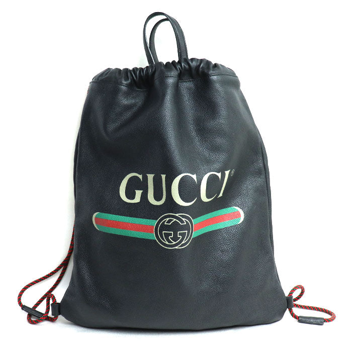 Gucci Leather Drawstring Backpack Black 516639