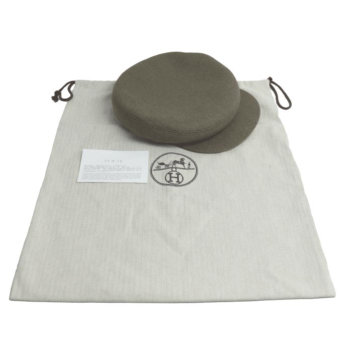 Hermes Cashmere Cap Brown Gray 57