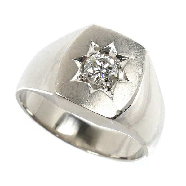 Pt900 Platinum Signet Diamond Ring