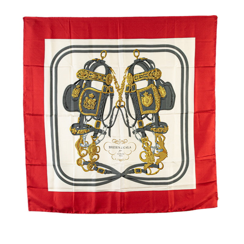 Hermes Silk Scarf BRIDES de GALA Red White