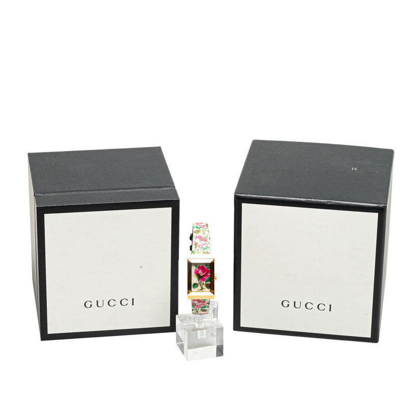 Gucci G-Frame Floral Quartz Watch YA147406 Stainless Steel Leather