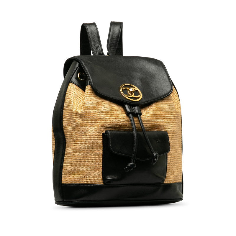 Chanel Coco Mark Raffia Leather Backpack