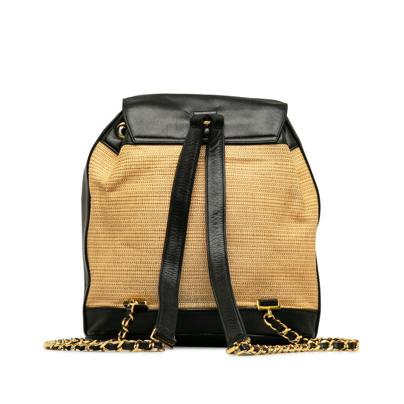 Chanel Coco Mark Raffia Leather Backpack