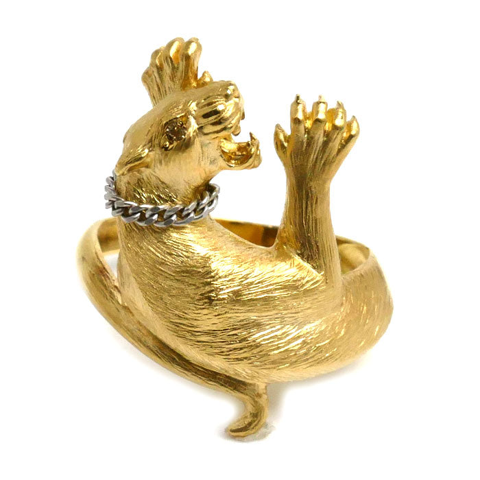 K18YG Yellow Gold Diamond Panther Ring