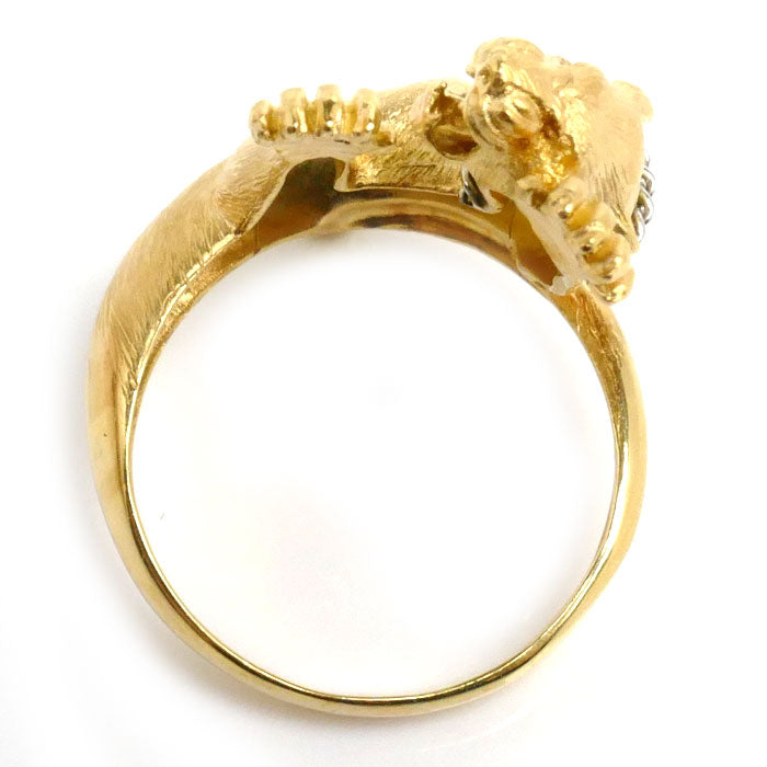 K18YG Yellow Gold Diamond Panther Ring