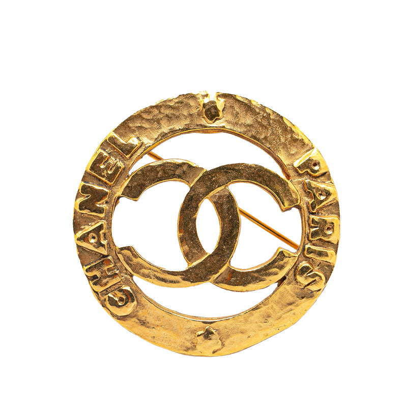 Chanel Vintage Round Coco Mark Brooch Gold Plated in Great Condition