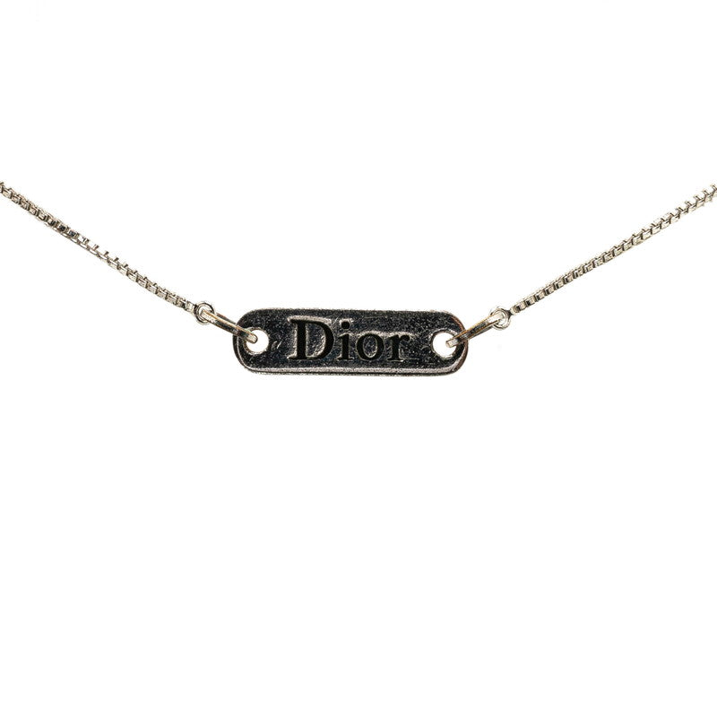 Dior Metal Logo Plate Necklace in Very Good Condition