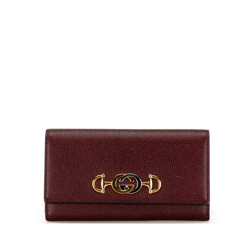 Gucci Zumi Interlocking G Horsebit Leather Continental Wallet in Very Good Condition